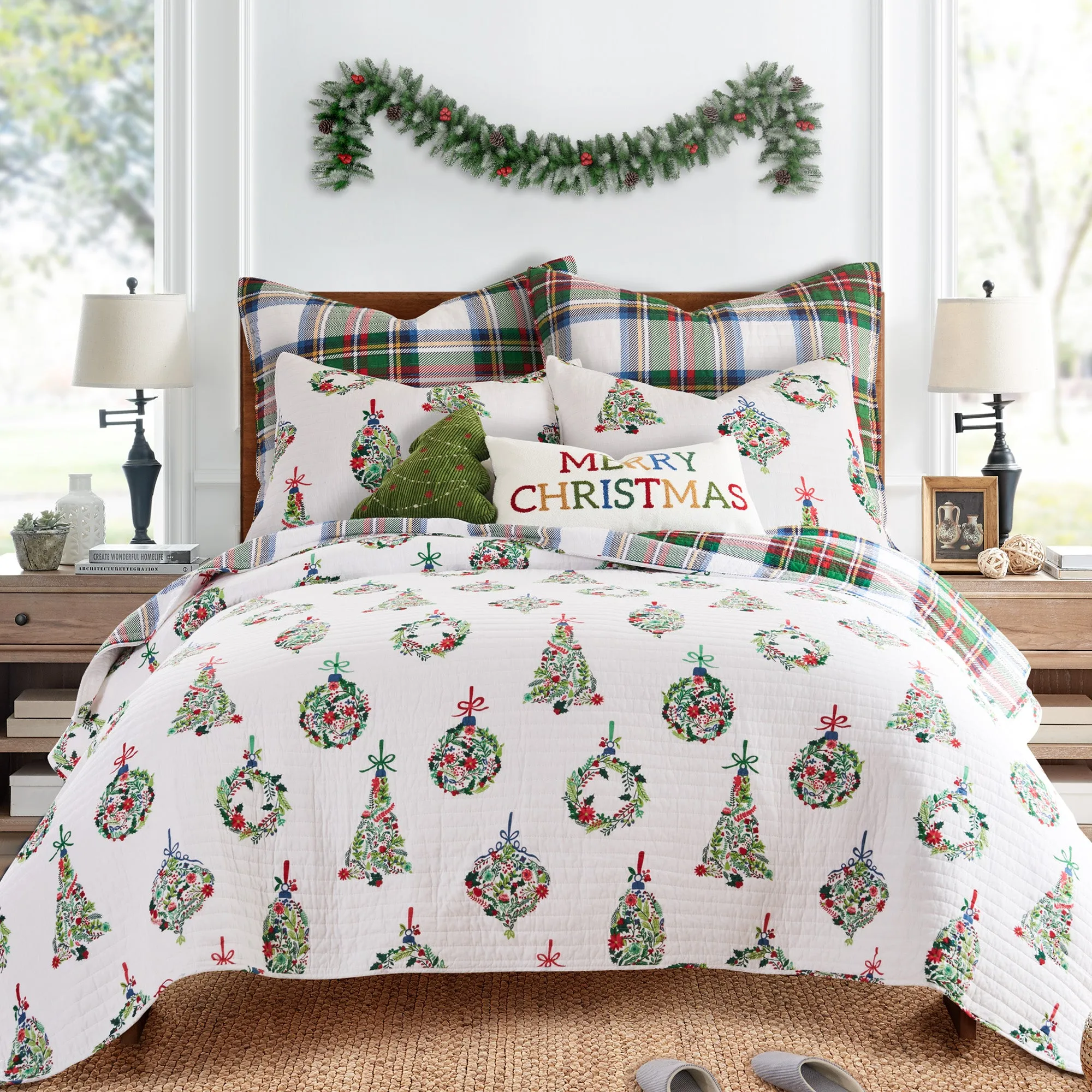 Festive Baubles Euro Sham Set of 2