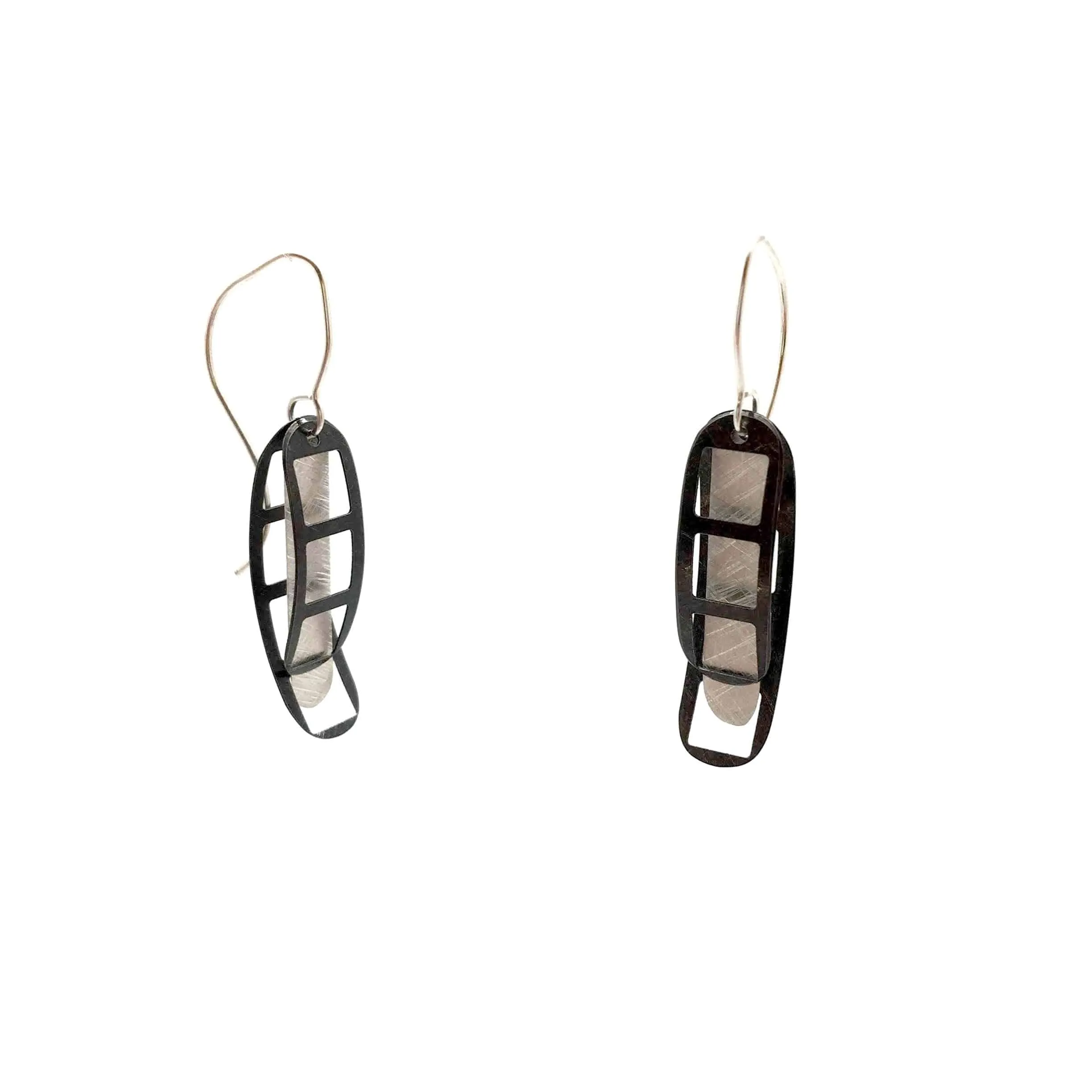 Film Strip Earrings - Black and Silver