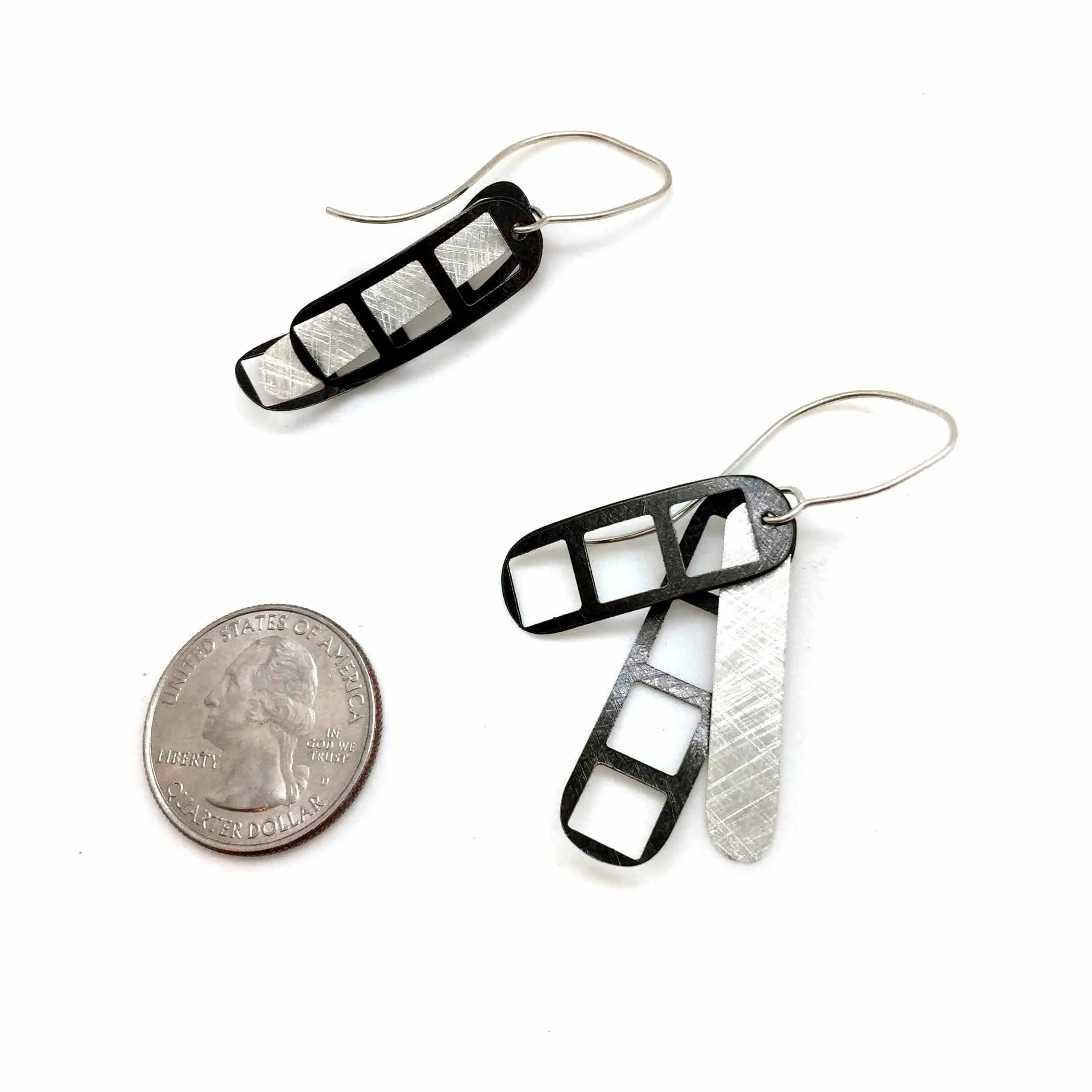 Film Strip Earrings - Black and Silver