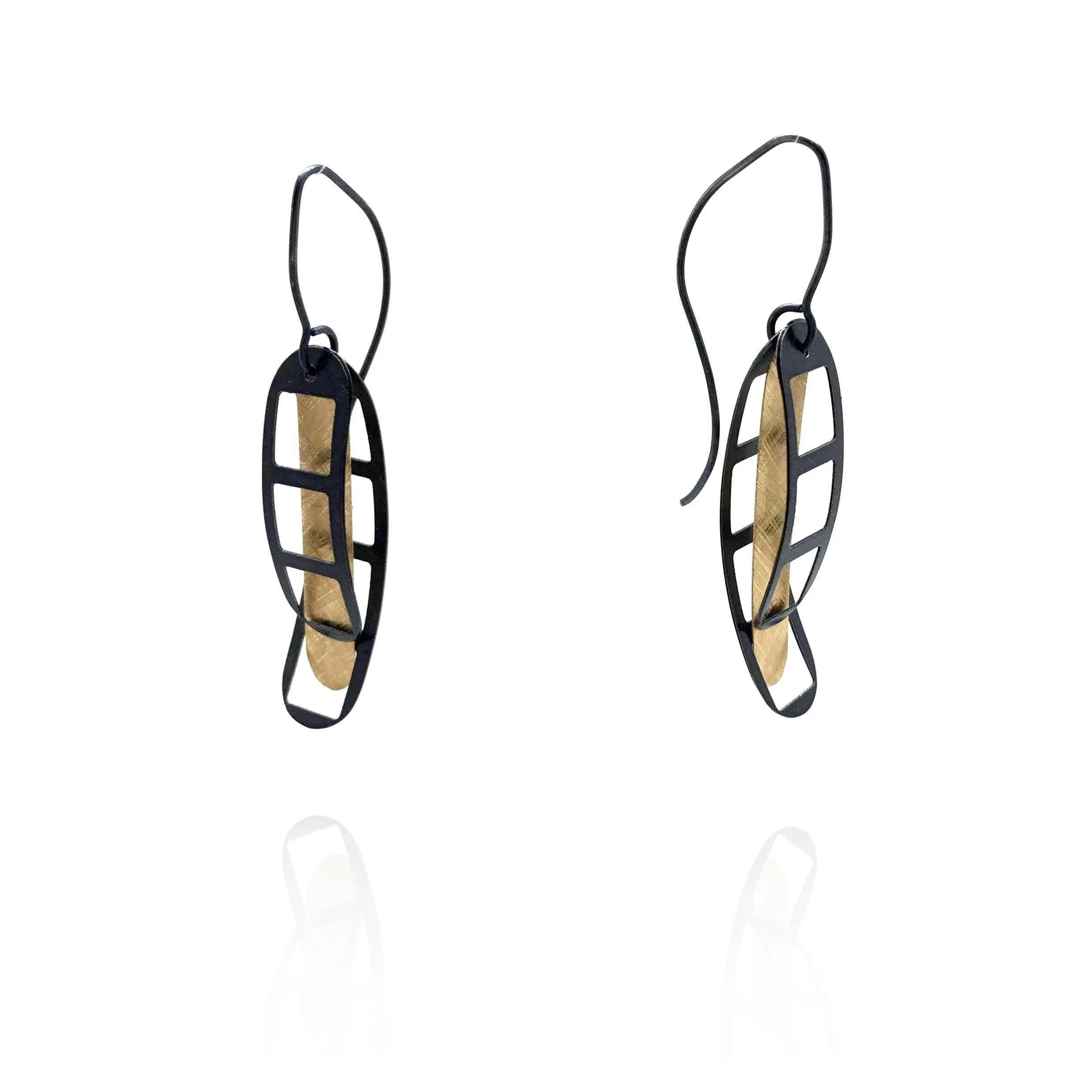 Film Strip Earrings - Gold and Black