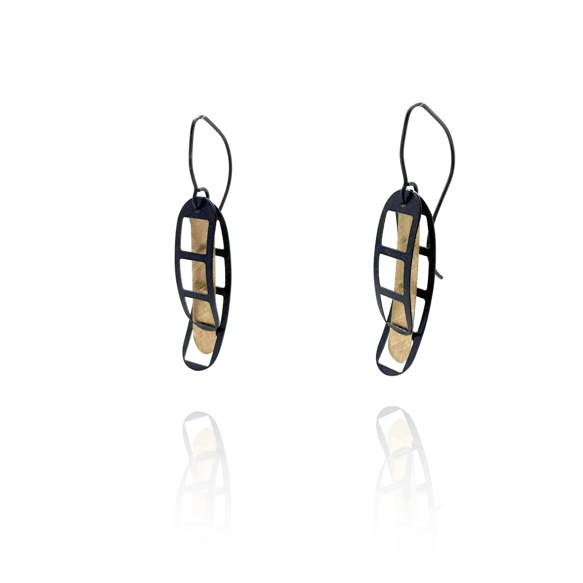 Film Strip Earrings - Gold and Black