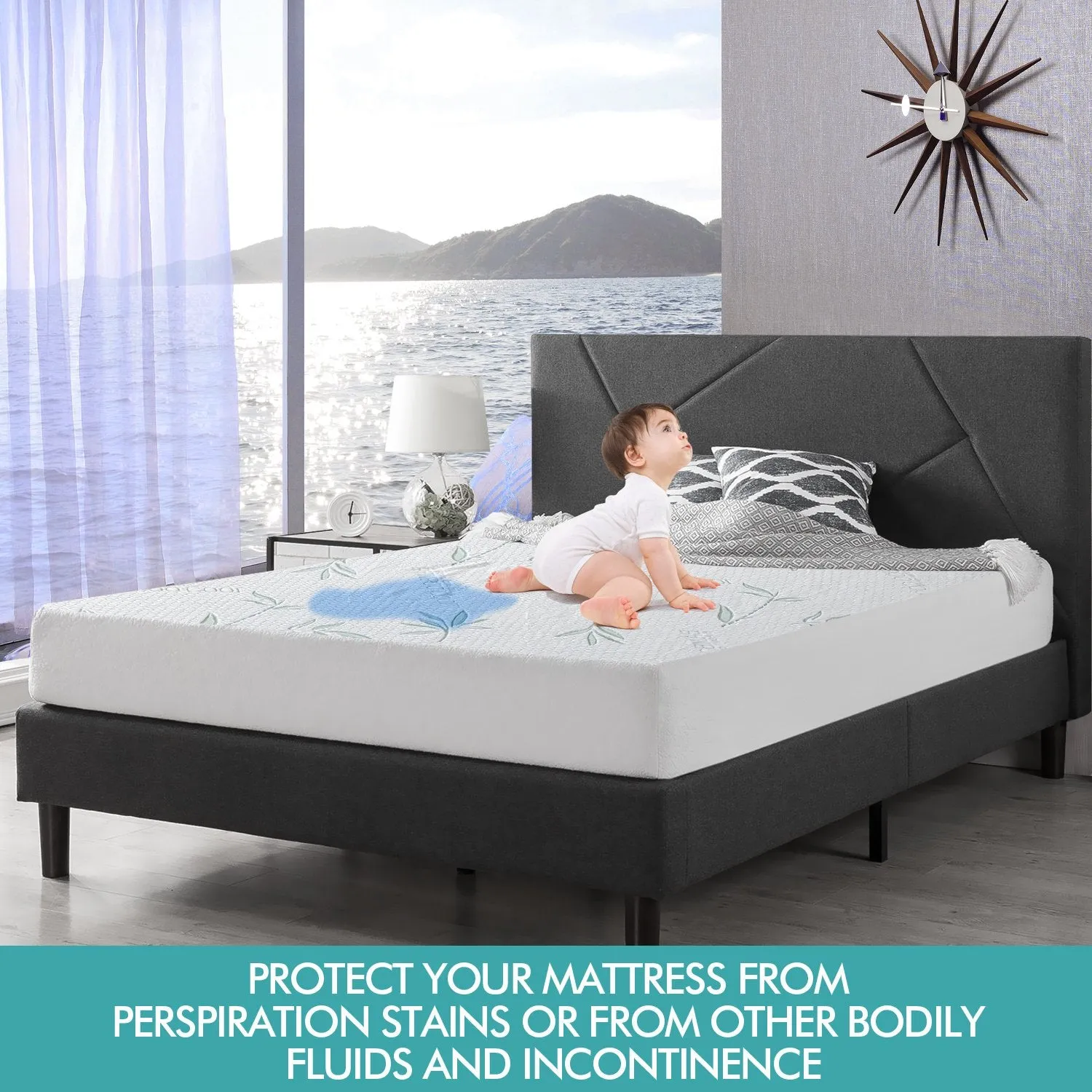 Fitted Waterproof Mattress Protector with Bamboo Fibre Cover King Size