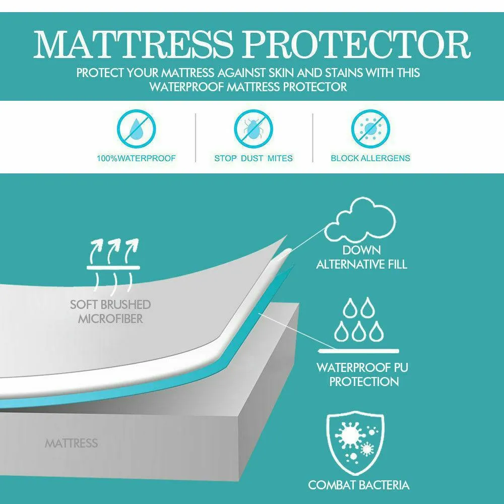 Fitted Waterproof Mattress Protector with Bamboo Fibre Cover King Size
