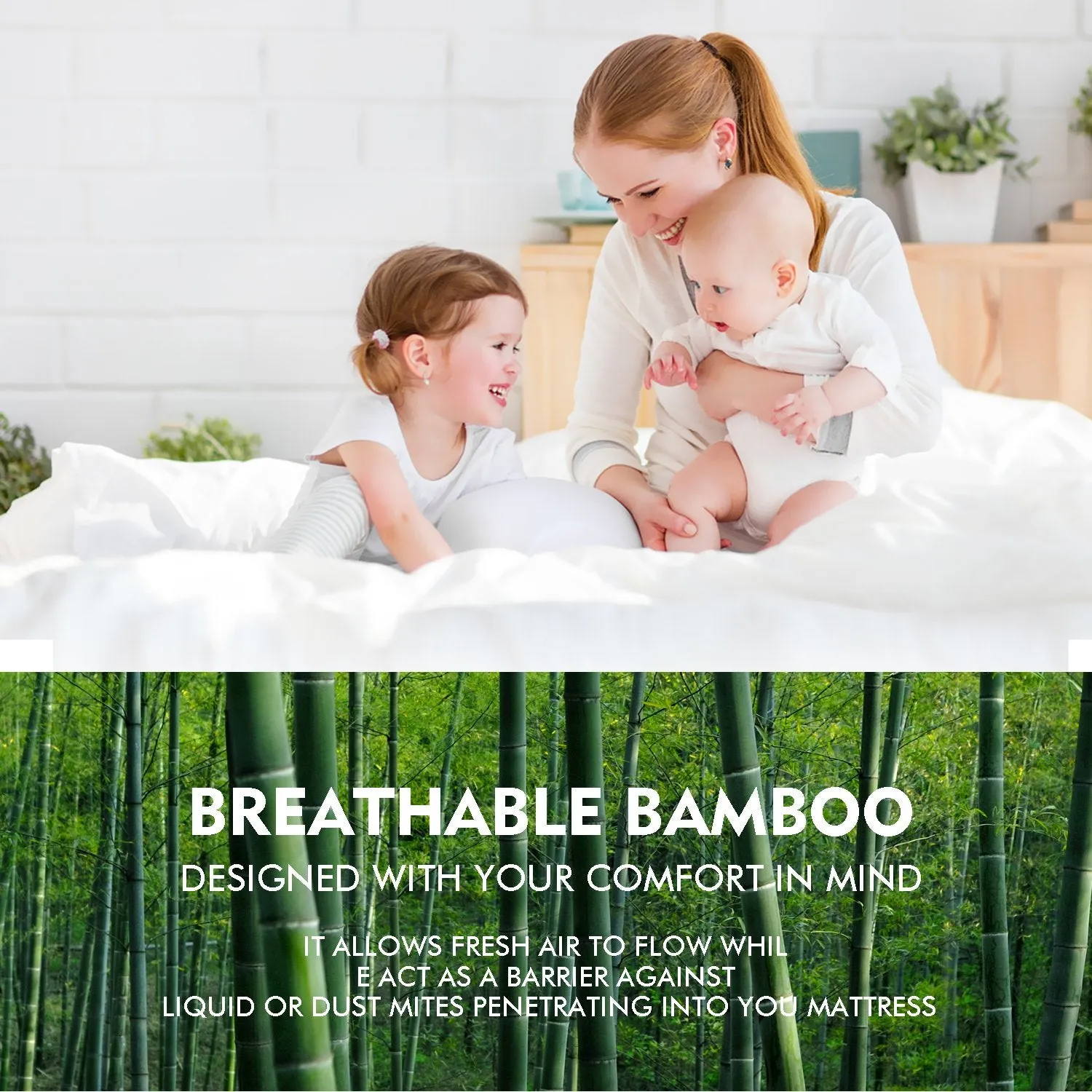 Fitted Waterproof Mattress Protector with Bamboo Fibre Cover King Size