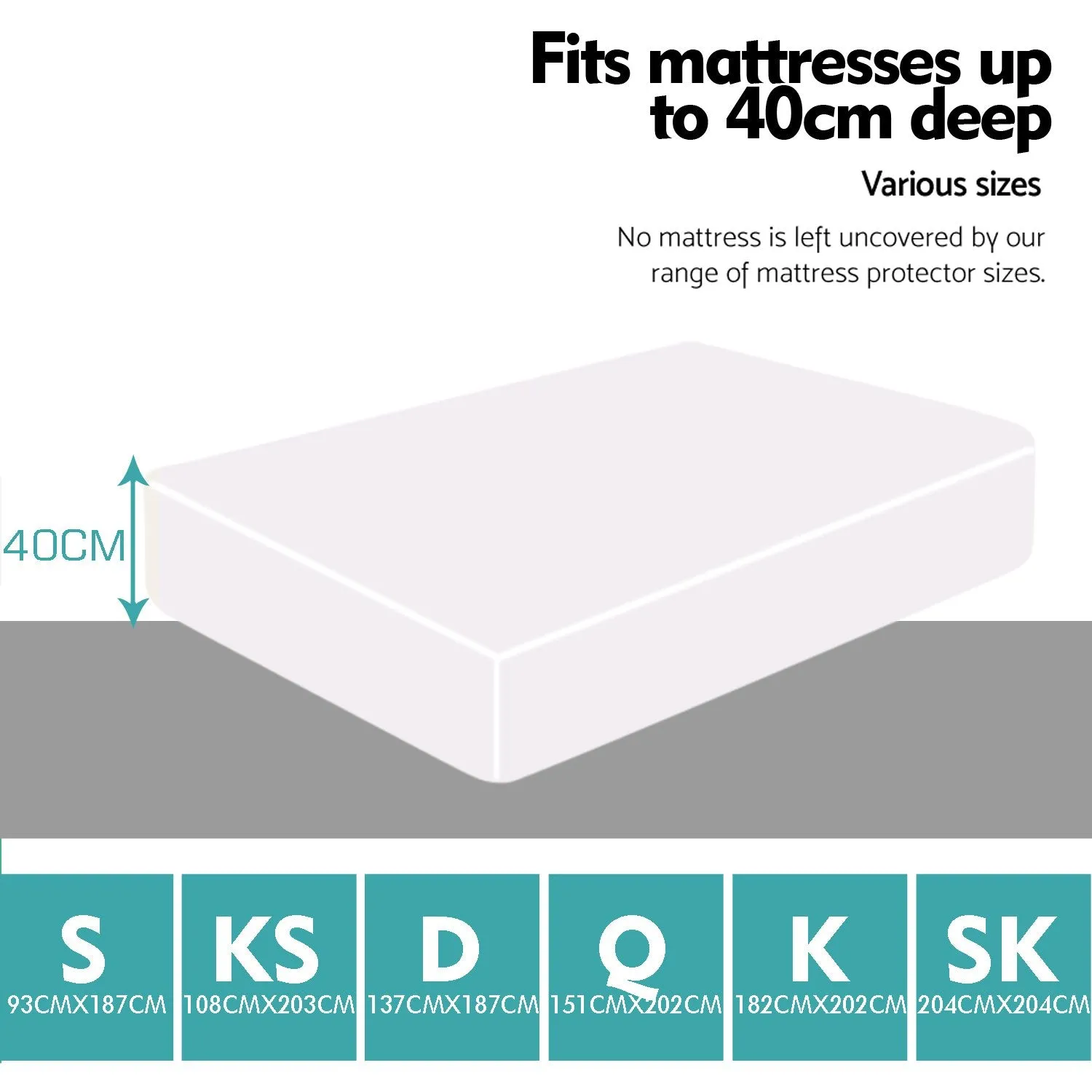 Fitted Waterproof Mattress Protector with Bamboo Fibre Cover King Size