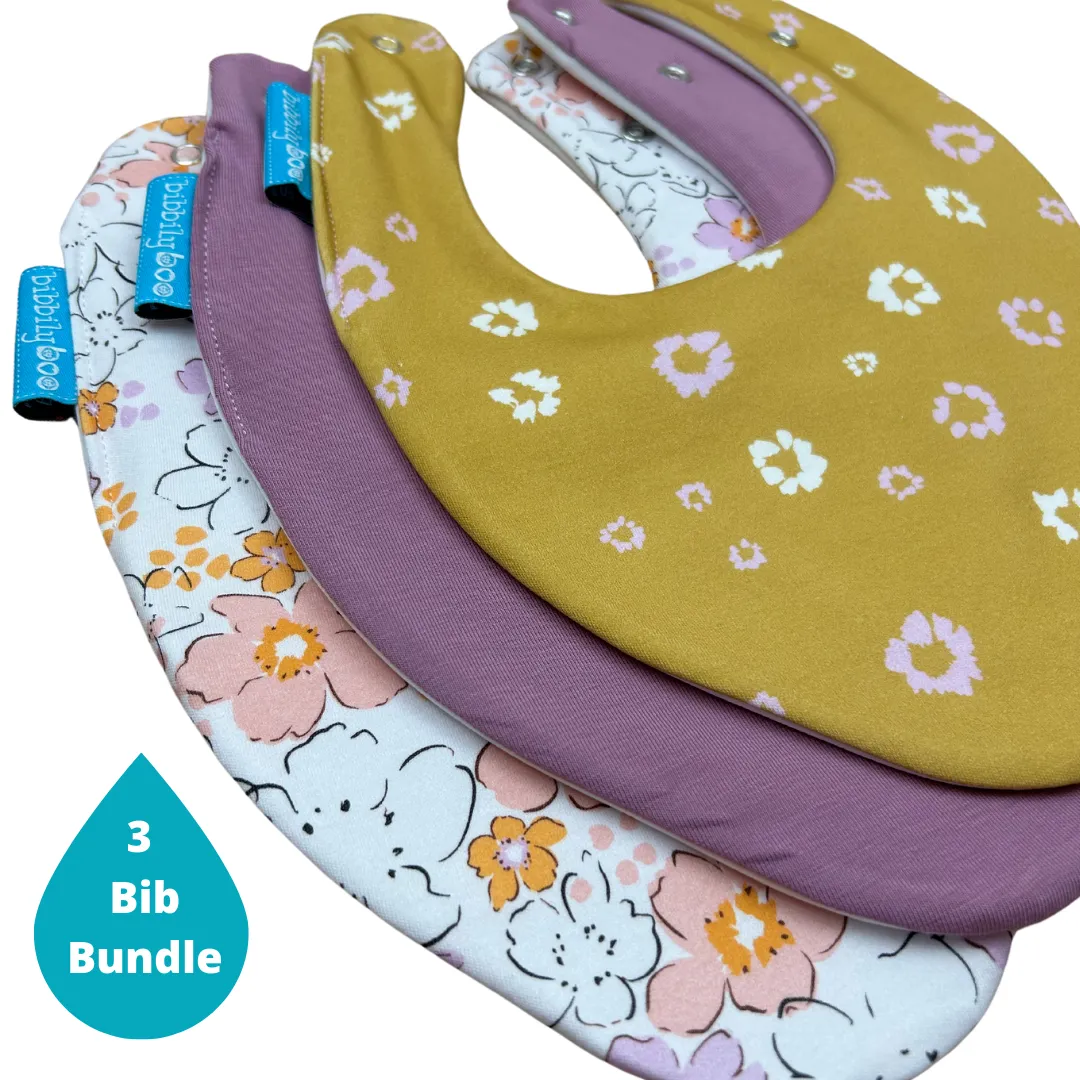 Floral Bundle of 3 Waterproof Dribble Bibs