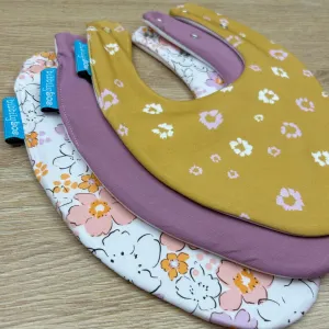 Floral Bundle of 3 Waterproof Dribble Bibs