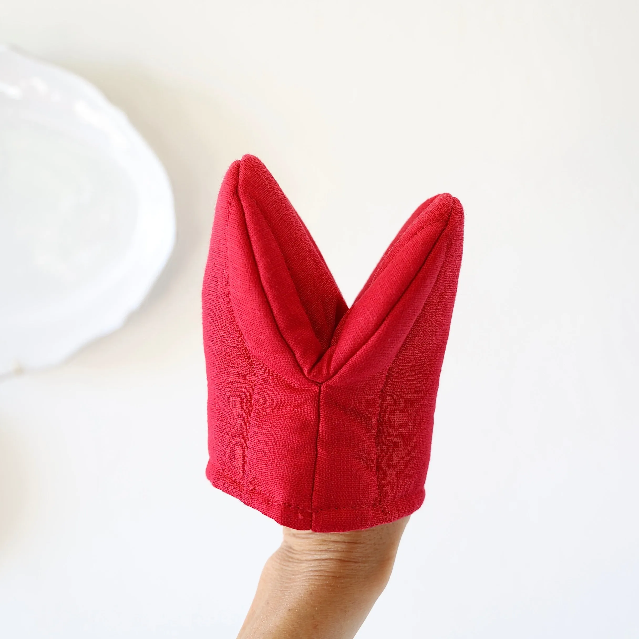 Fog Linen Quilted Oven Mitt -Red