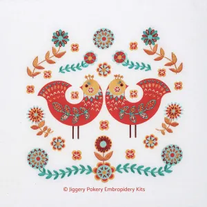 Folk art birds embroidery kit