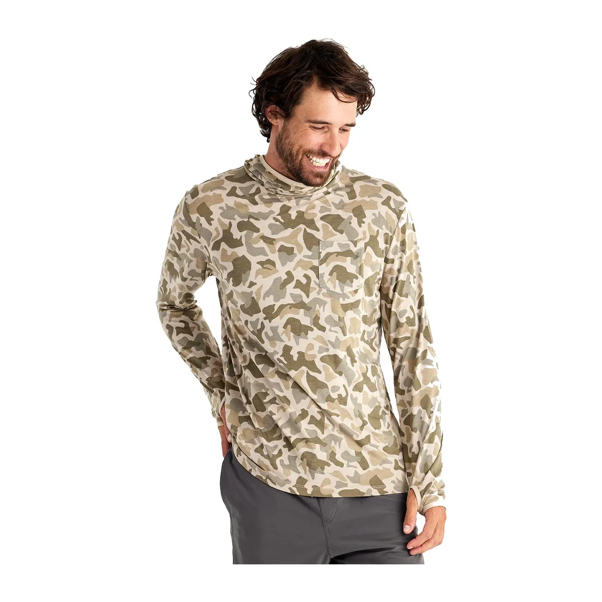 Free Fly MTS Logo Bamboo Lightweight Hoody Barrier Island Camo