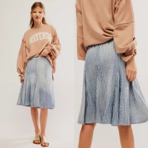 Free People Candace Midi Skirt in Summer Stripe