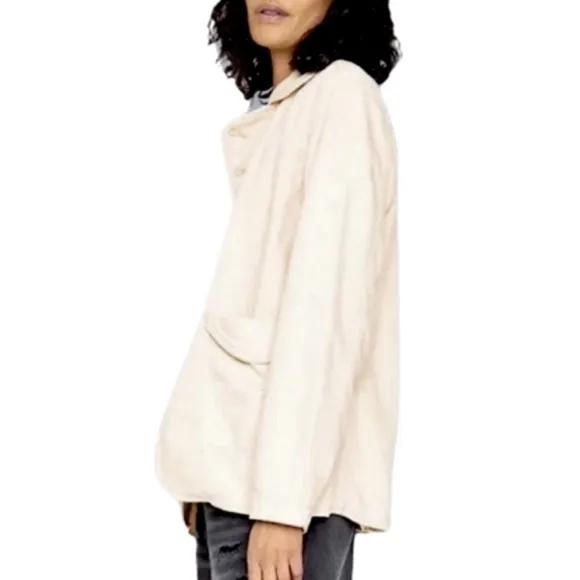 Free People Cotton/Linen Oversized Denim Jacket