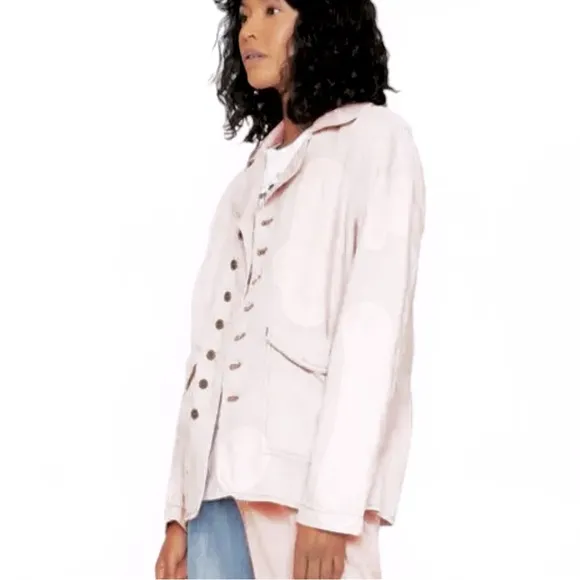 Free People Cotton/Linen Oversized Denim Jacket