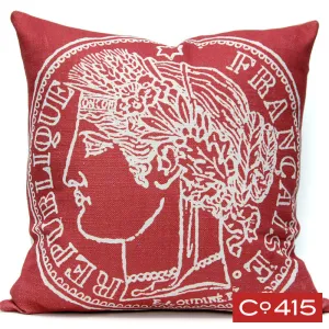 French Coin - Red Pillow