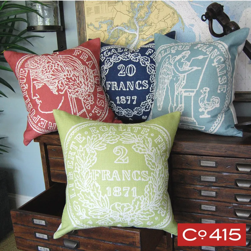 French Coin - Red Pillow