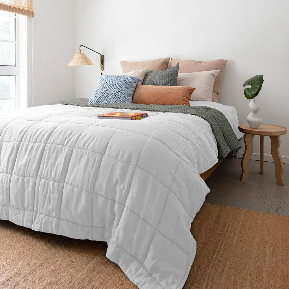 French Flax Linen Quilted Coverlet