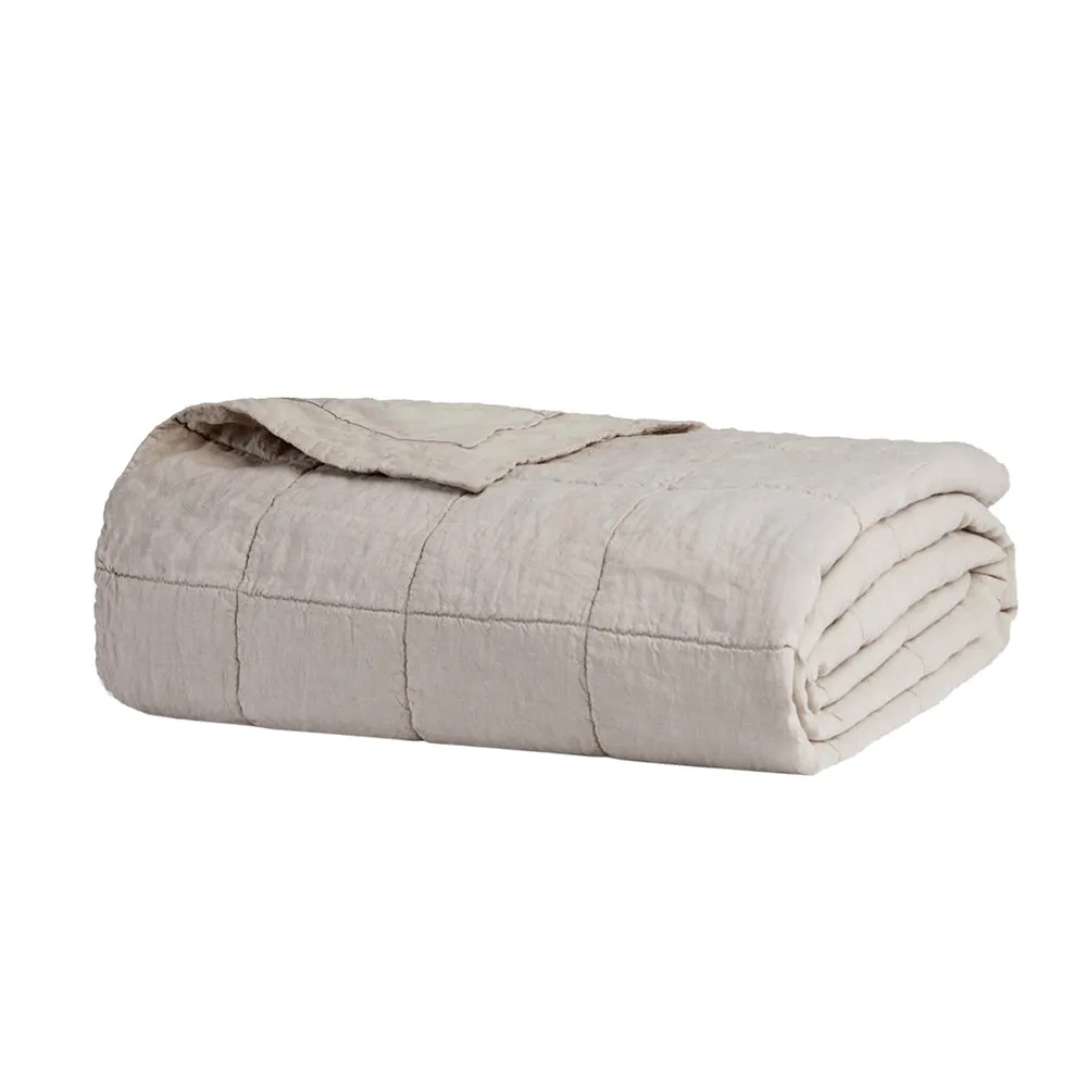French Flax Linen Quilted Coverlet