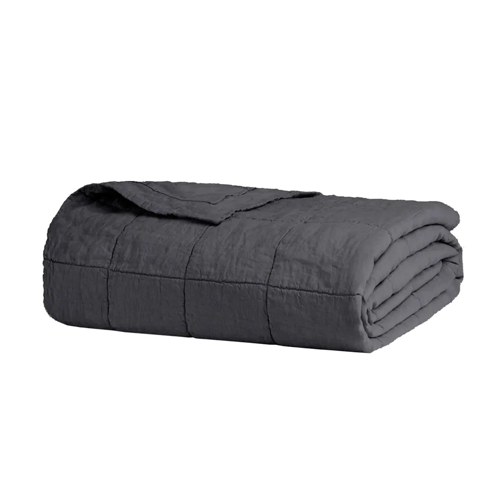 French Flax Linen Quilted Coverlet