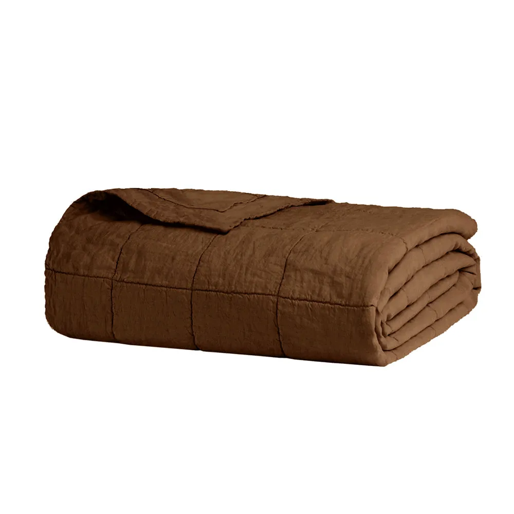 French Flax Linen Quilted Coverlet