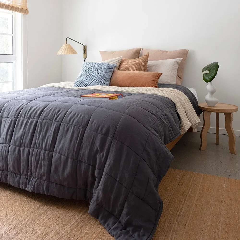 French Flax Linen Quilted Coverlet