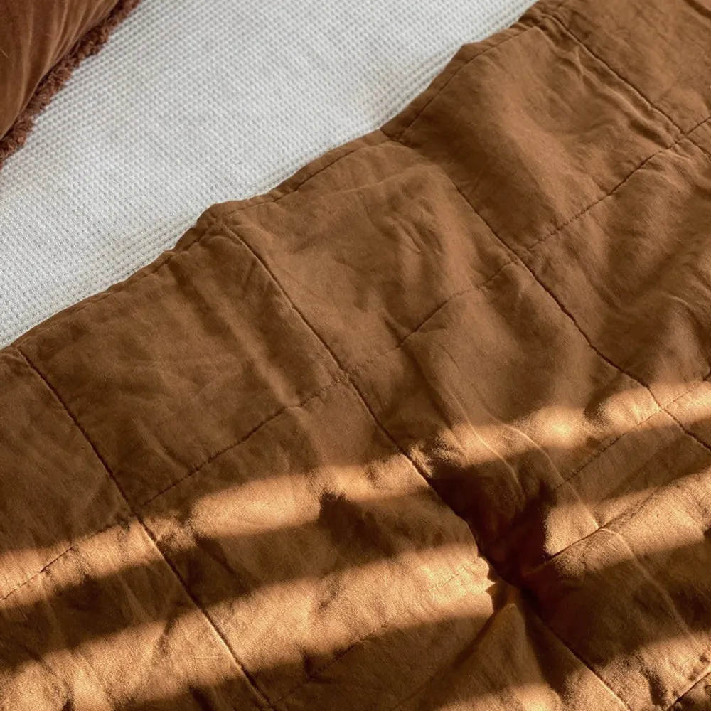 French Flax Linen Quilted Coverlet