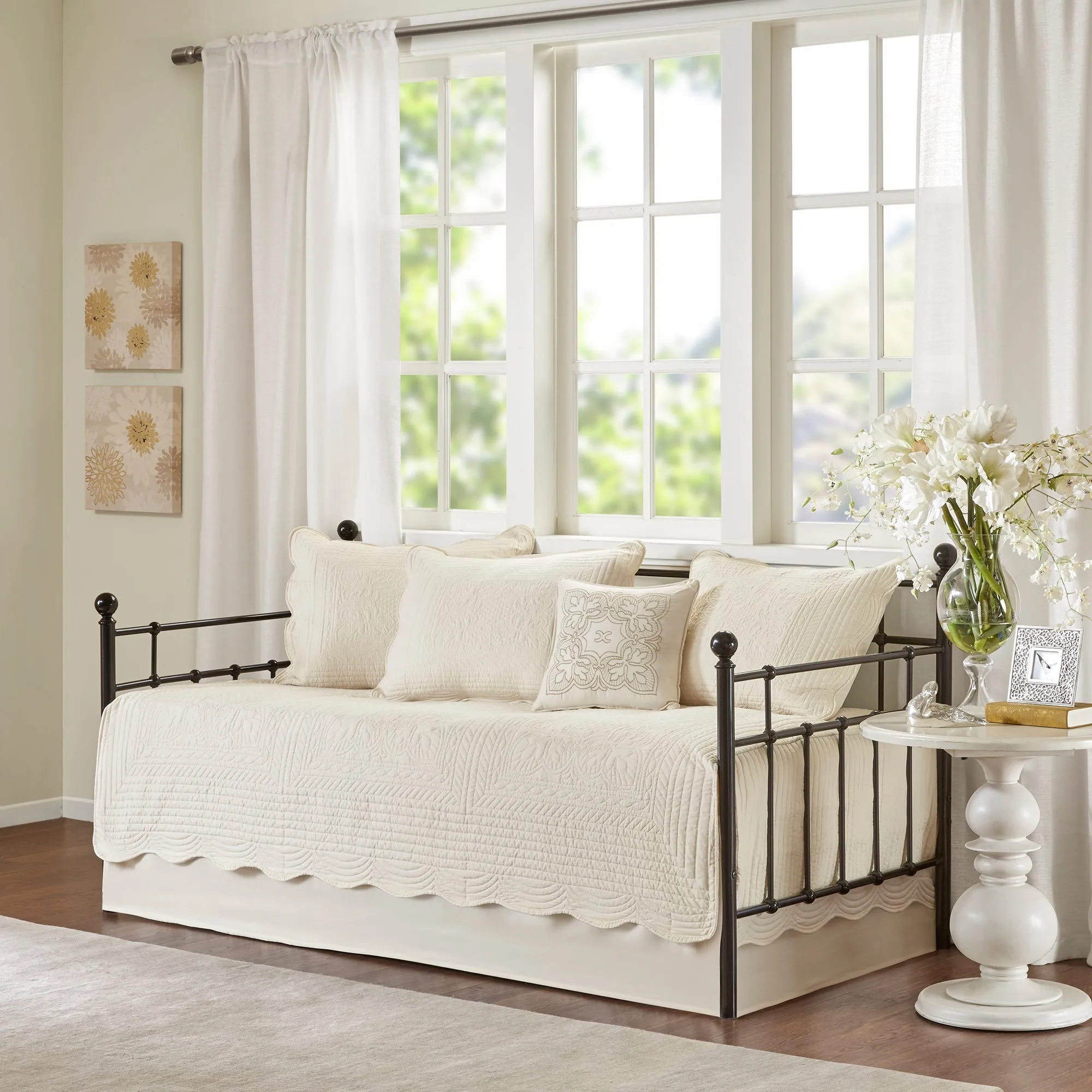 Genoa 6 Piece Reversible Scalloped Edge Daybed Cover Set