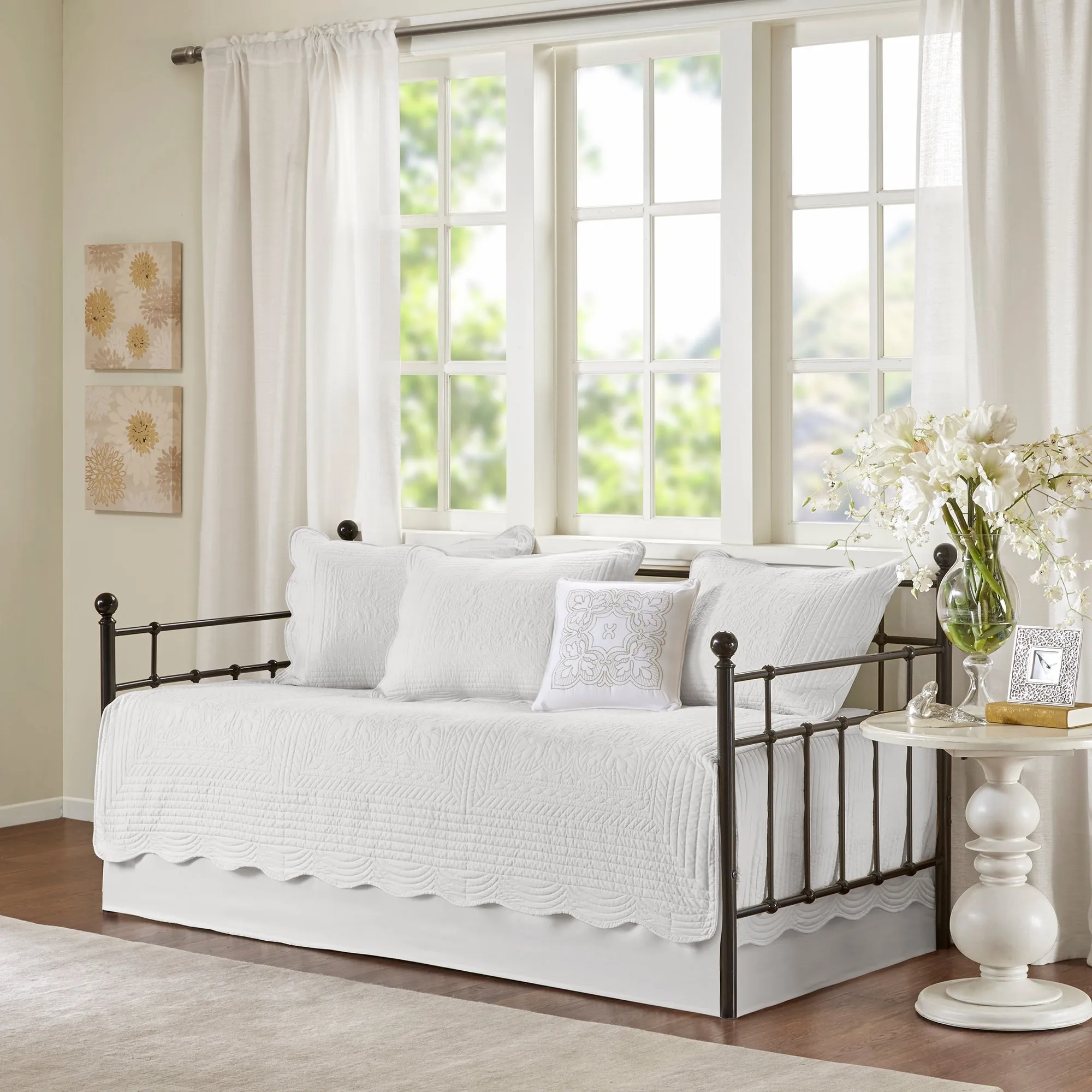 Genoa 6 Piece Reversible Scalloped Edge Daybed Cover Set
