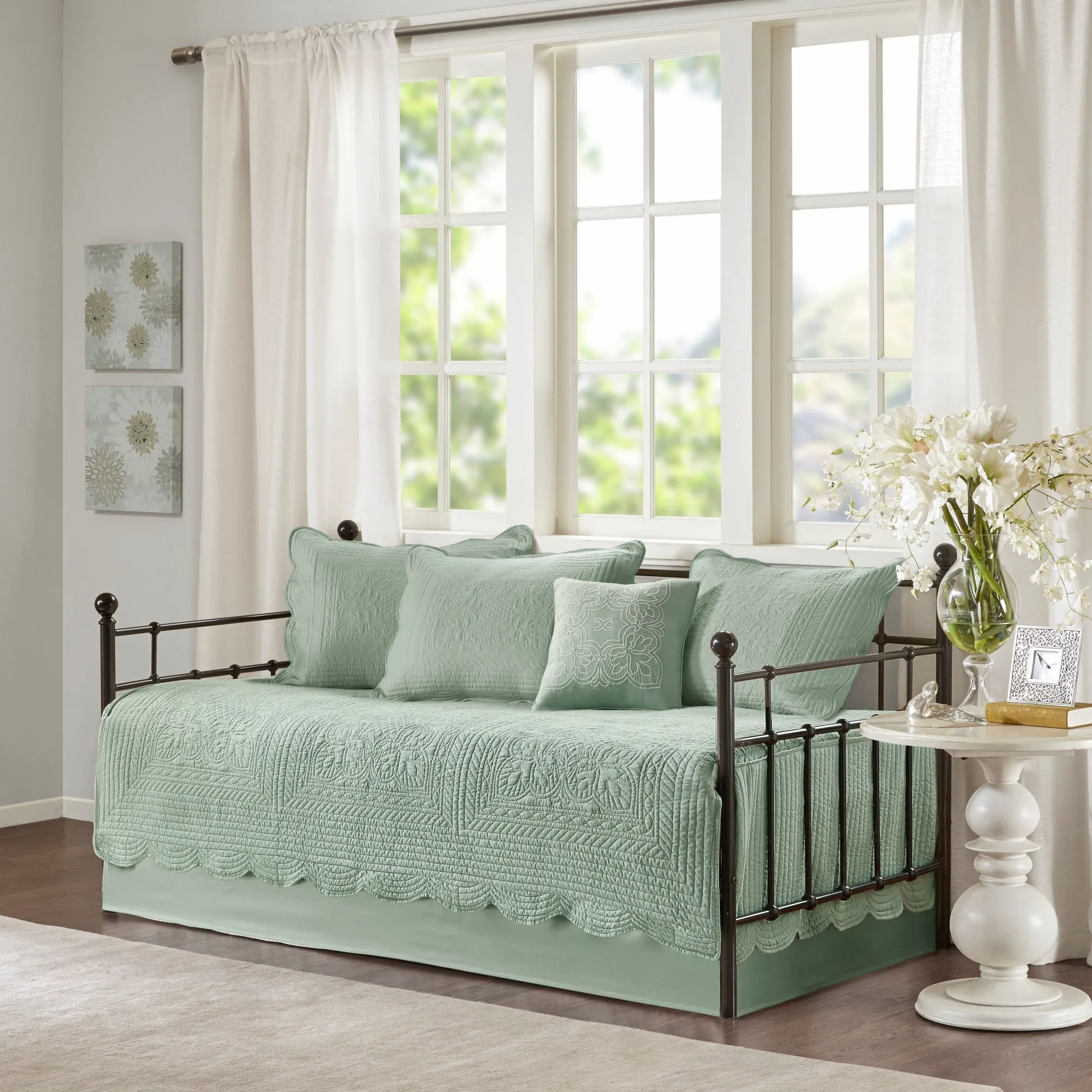 Genoa 6 Piece Reversible Scalloped Edge Daybed Cover Set