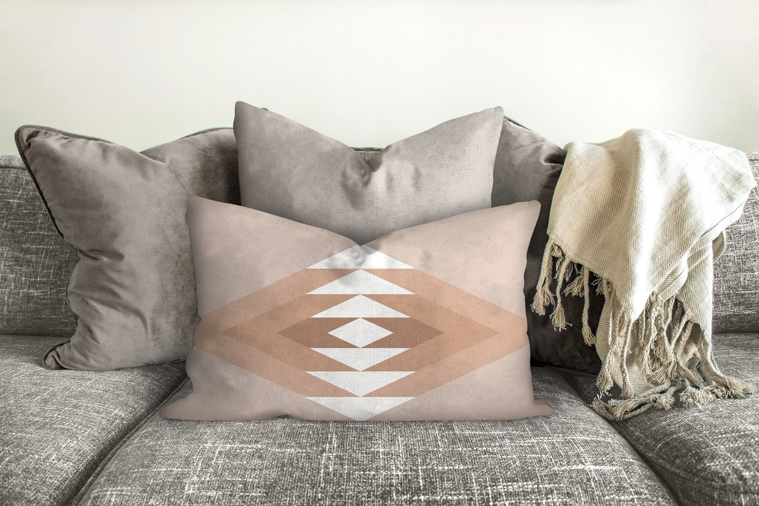 Geometric boho pillow, mid century inspired retro style pillow, Interior decor, home decor, pillow cover and insert, home accent pillow