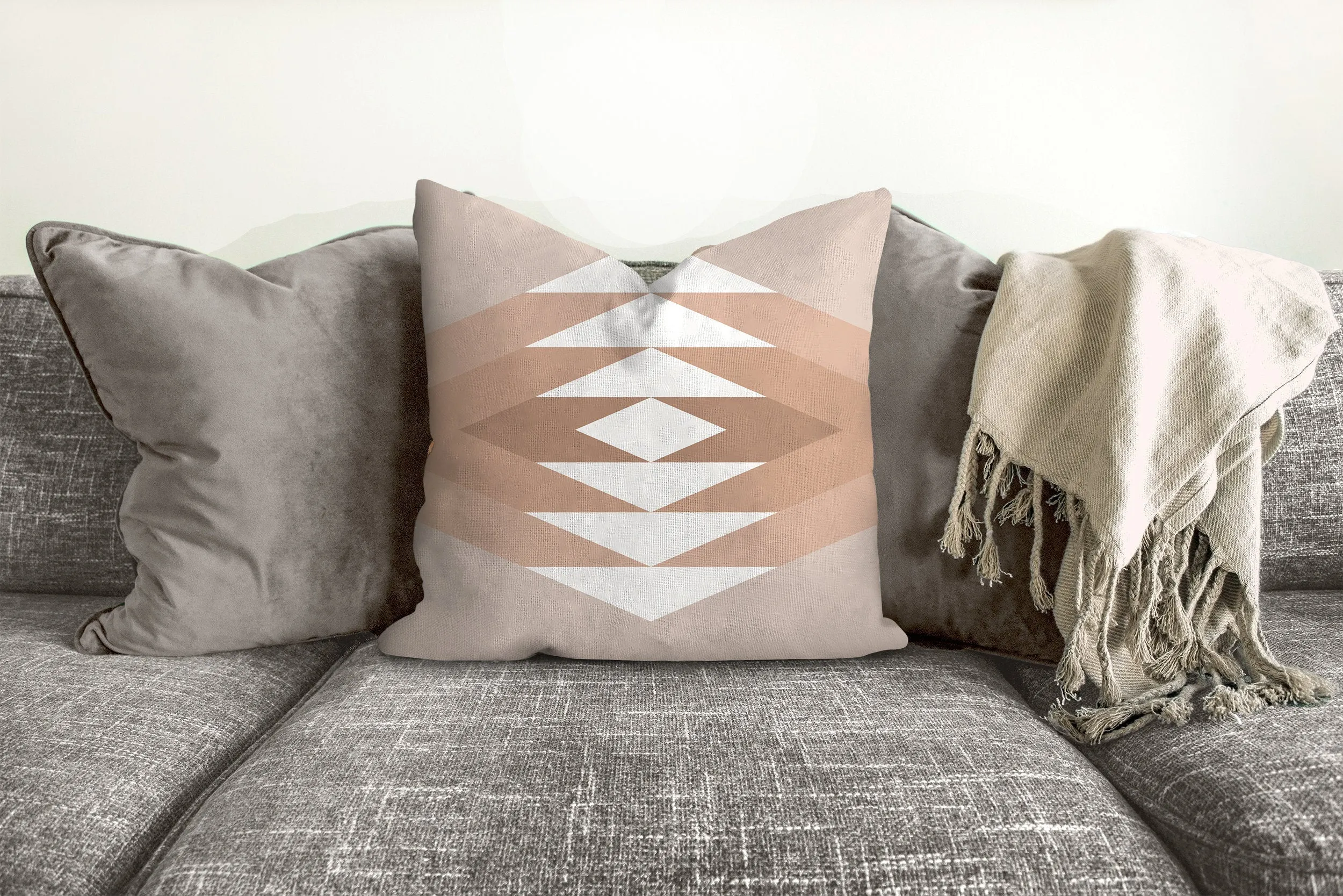 Geometric boho pillow, mid century inspired retro style pillow, Interior decor, home decor, pillow cover and insert, home accent pillow