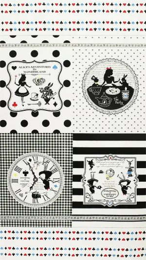 Girl's Story Alice Panel on White Cotton Linen Canvas by Lecien