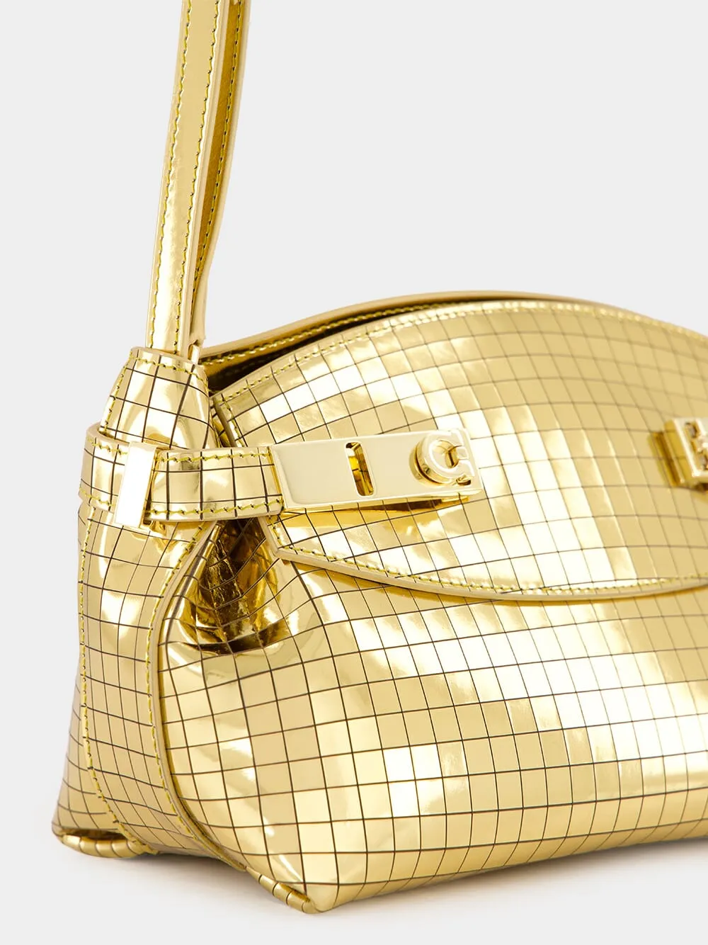 Gold Mirror Small Hug Soft Crossbody Bag