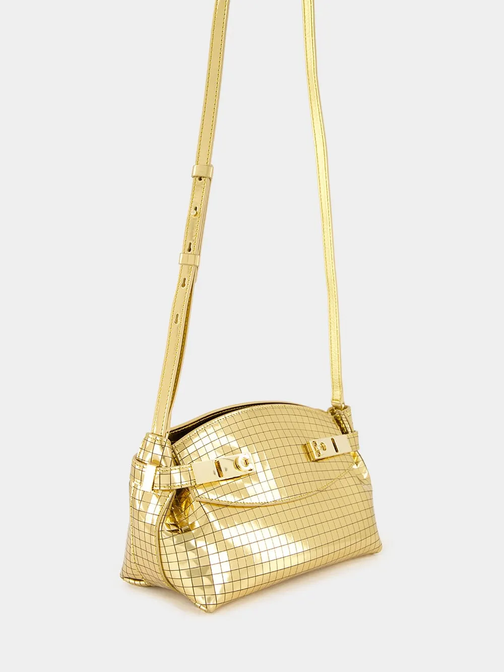 Gold Mirror Small Hug Soft Crossbody Bag
