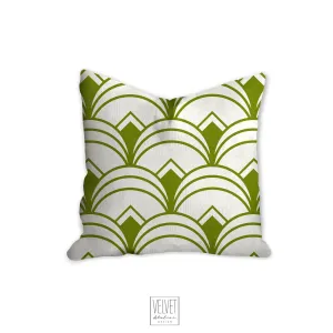 Green pillow, throw pillow with Art deco geometric, retro linear pattern, modern pillow, Interior decor, pillow cover, home accent pillow