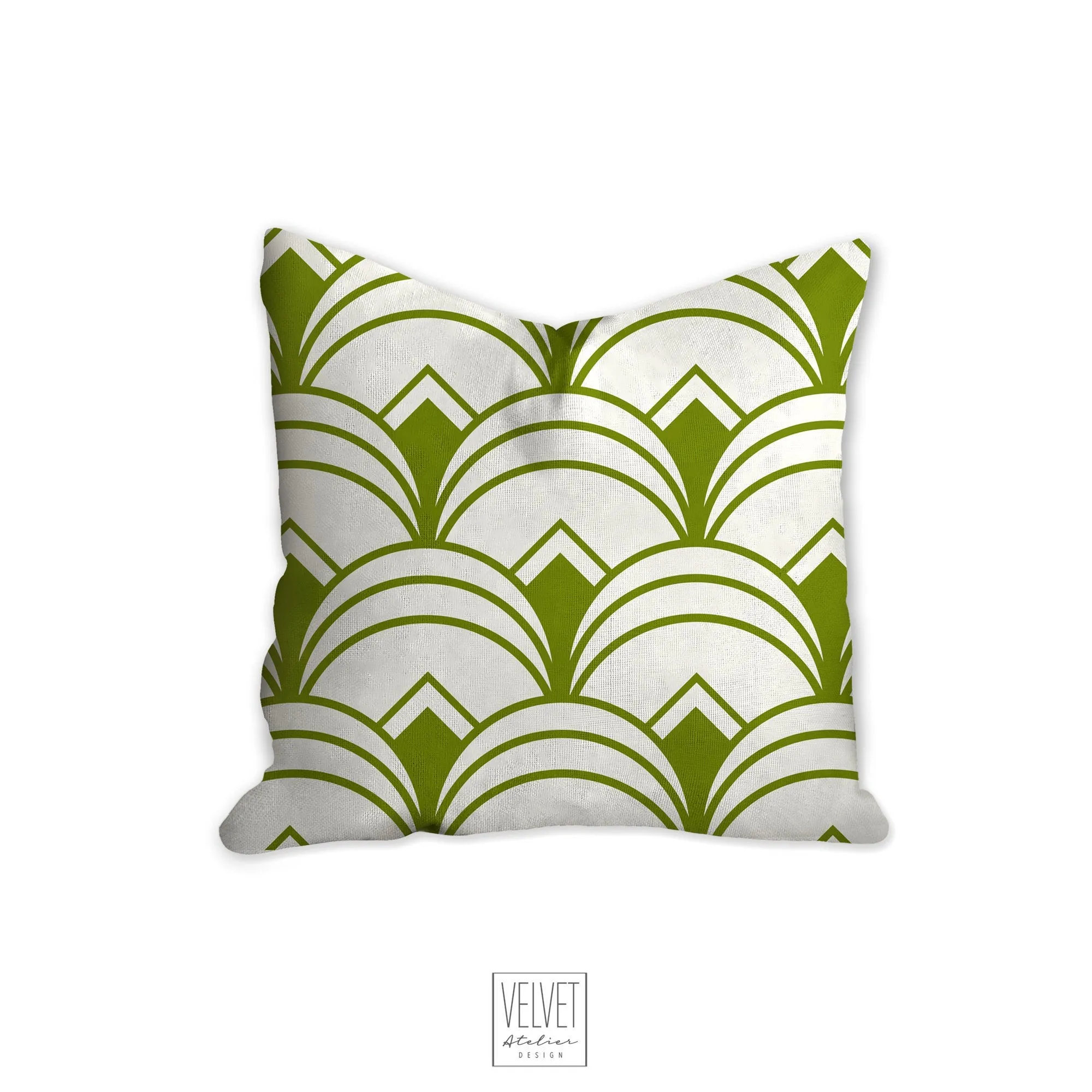 Green pillow, throw pillow with Art deco geometric, retro linear pattern, modern pillow, Interior decor, pillow cover, home accent pillow