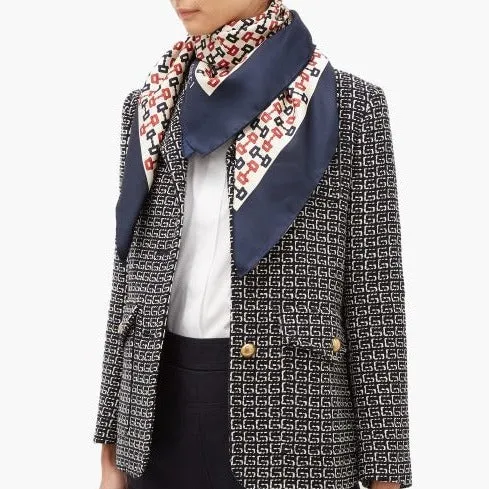Gucci Horse-bit Silk Scarf in Ivory