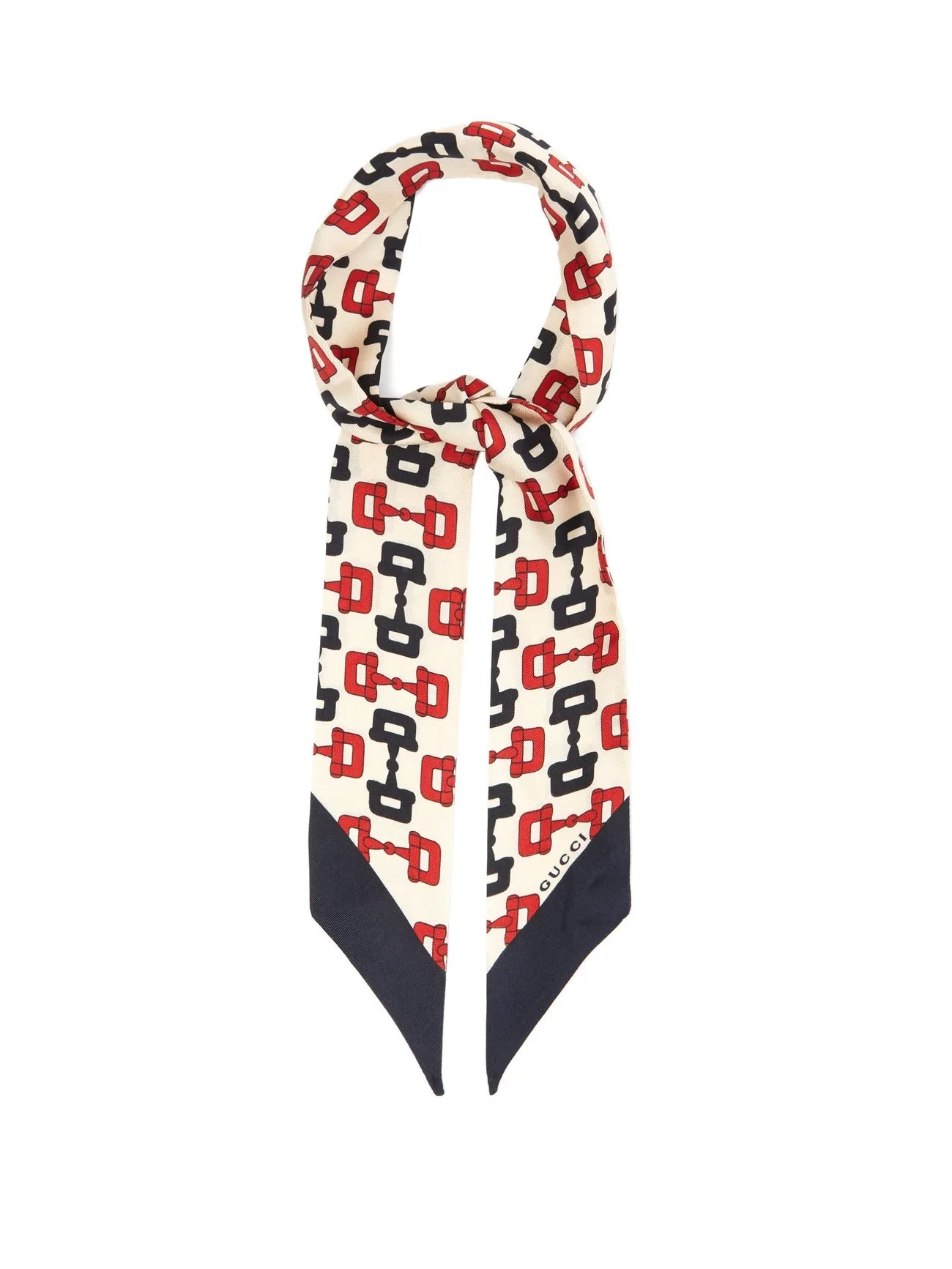 Gucci Horse-bit Silk Scarf in Ivory
