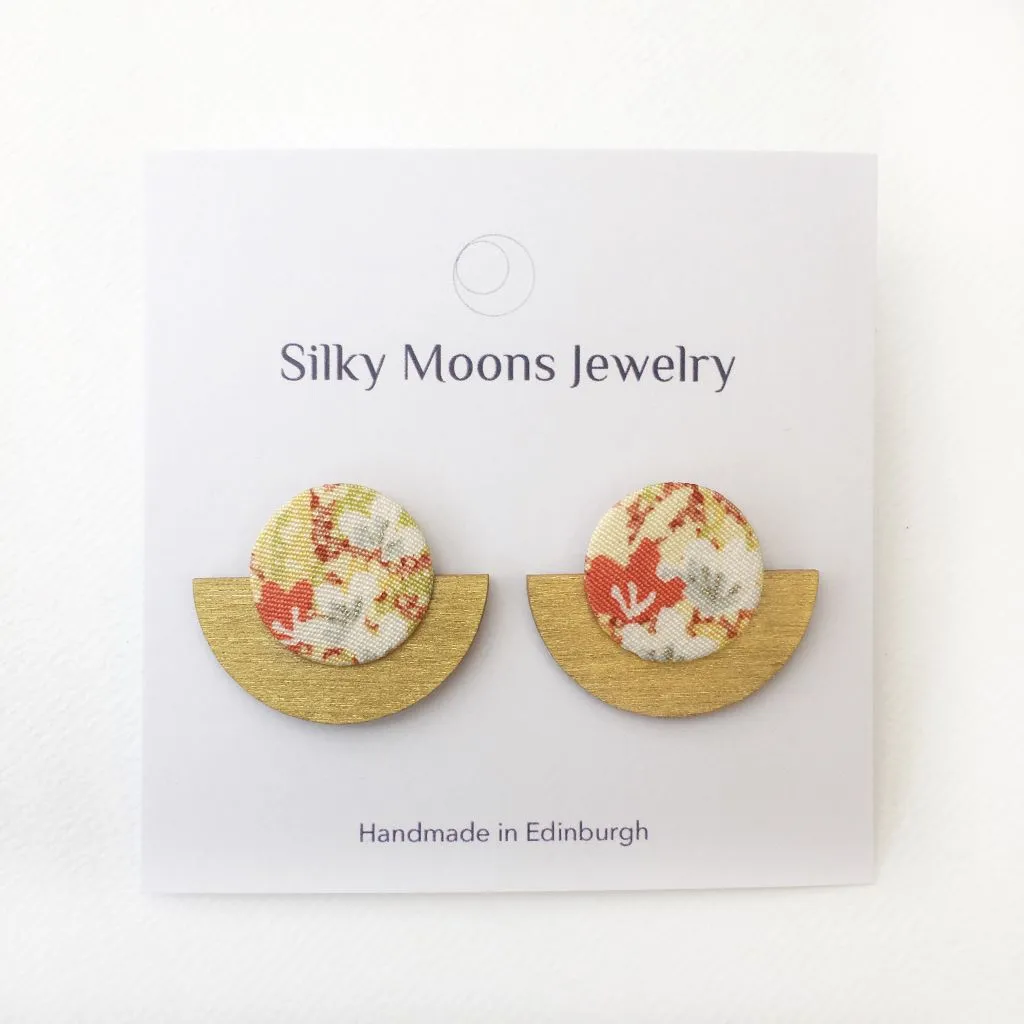Half Plywood Silky Moons Stud Earrings