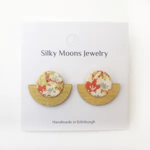 Half Plywood Silky Moons Stud Earrings