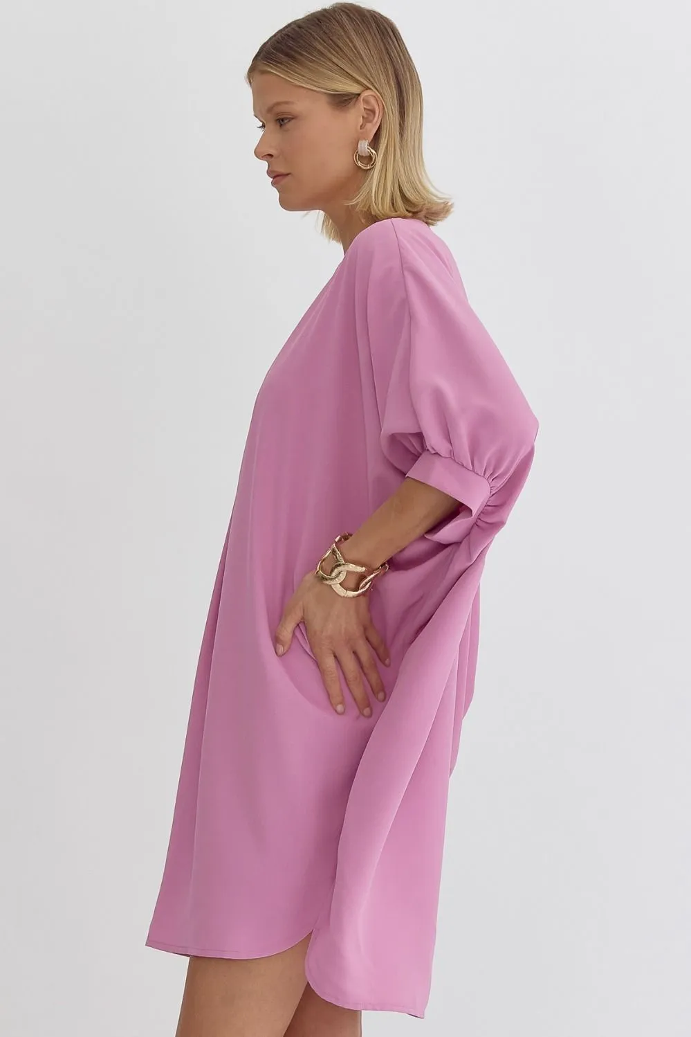 Half Sleeve Mini Dress {Pink}