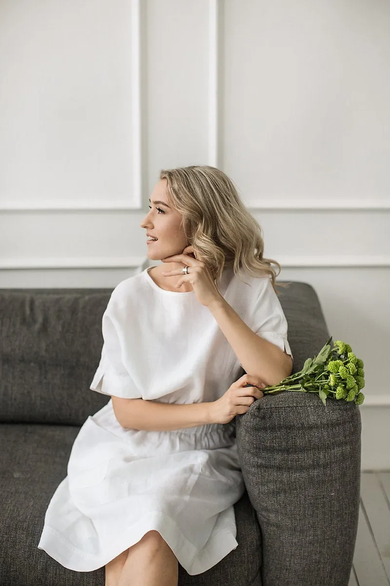 Half-Sleeves Kimono Linen Dress