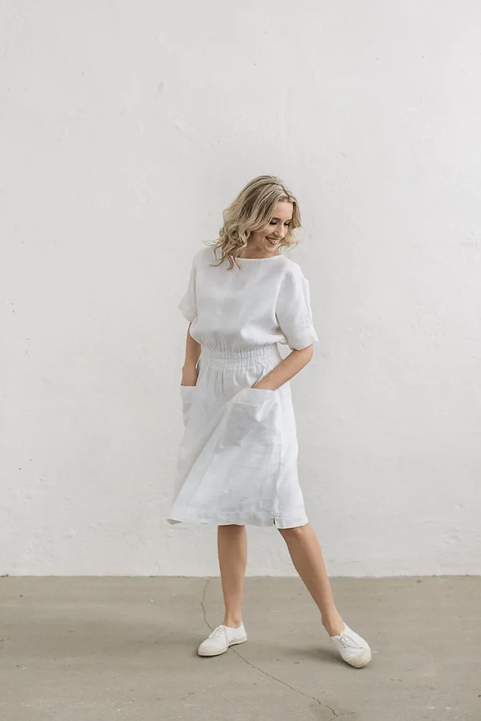 Half-Sleeves Kimono Linen Dress