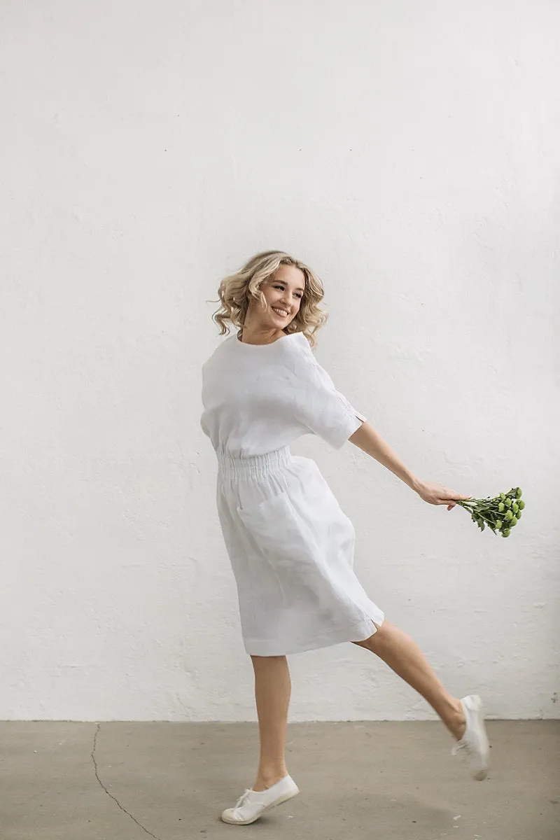 Half-Sleeves Kimono Linen Dress