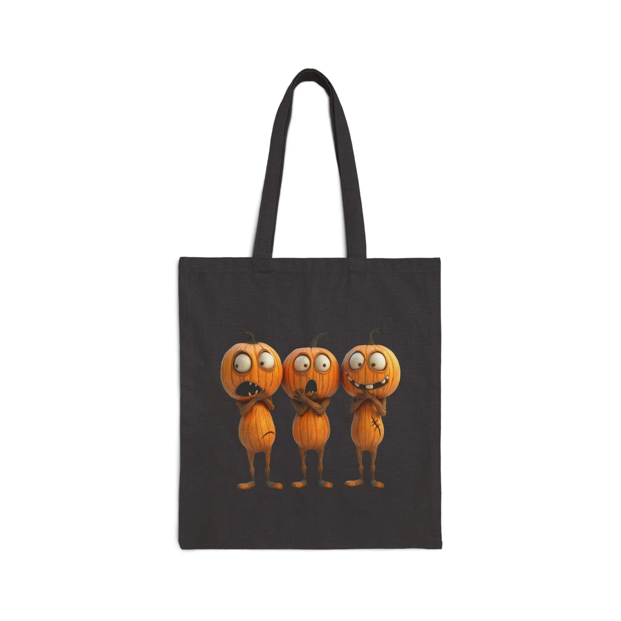 Halloween Goofy Pumpkin heads - Cotton Canvas Tote Bag