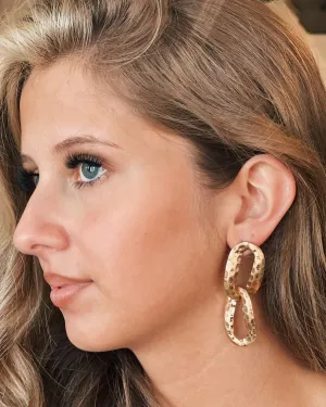 Hammered Chunky Chain Link Drop Earrings-More Colors