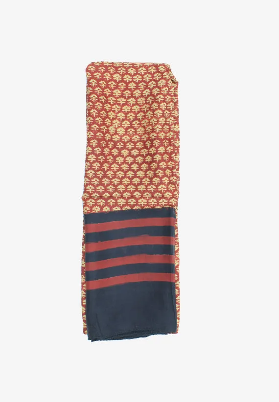 Handmade Silk Block Print Natural Dyes Red Scarf