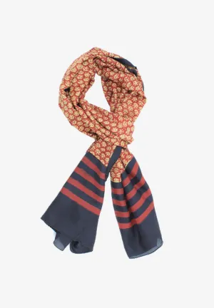 Handmade Silk Block Print Natural Dyes Red Scarf