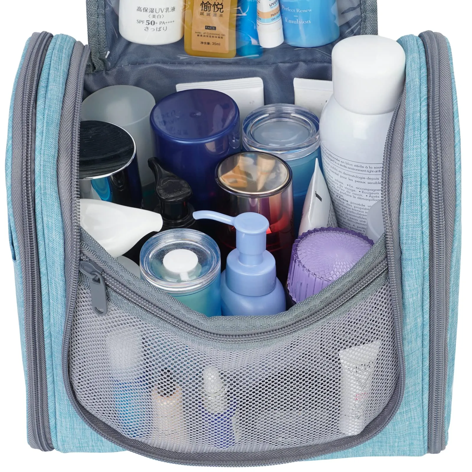 Hanging Toiletry Bag for Women Travel Makeup Bag Organizer Toiletries Bag Men for Cosmetics Essentials Accessories (Large, Sky Blue)