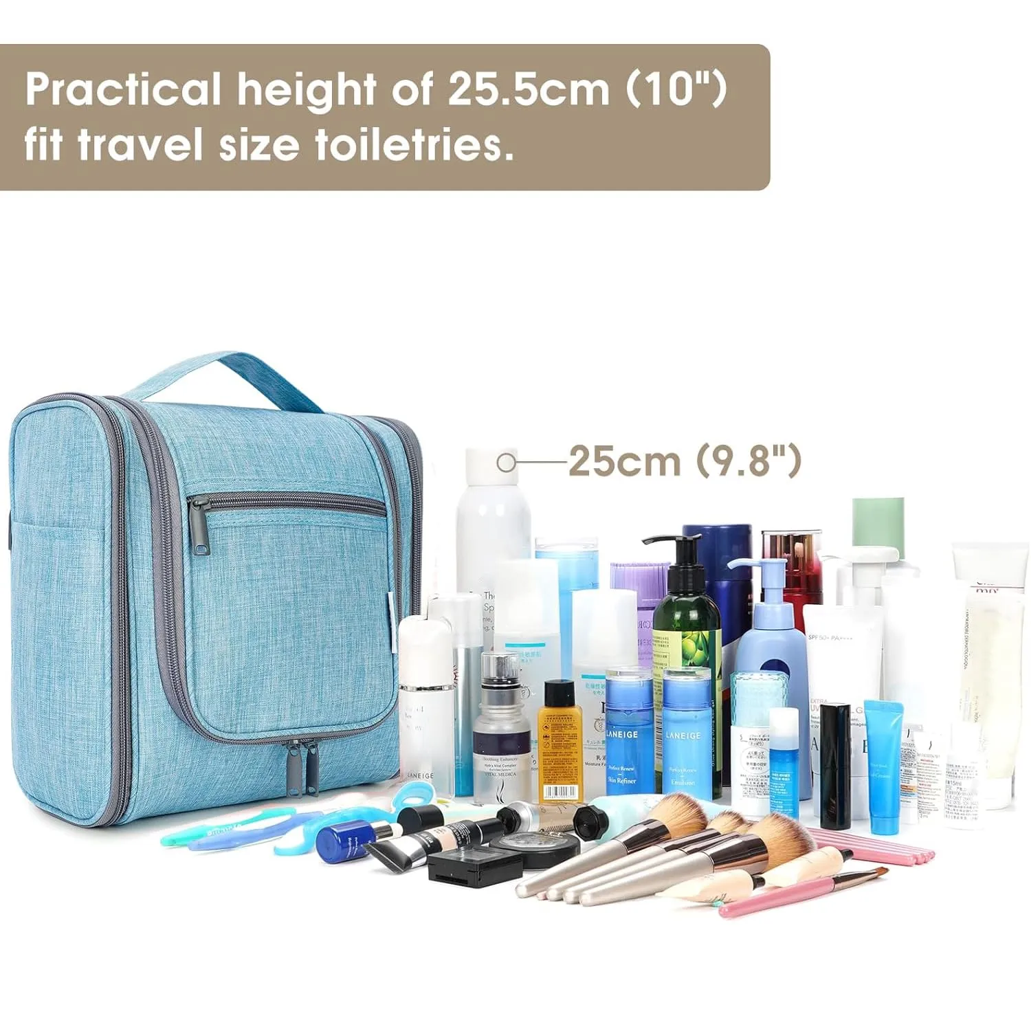 Hanging Toiletry Bag for Women Travel Makeup Bag Organizer Toiletries Bag Men for Cosmetics Essentials Accessories (Large, Sky Blue)