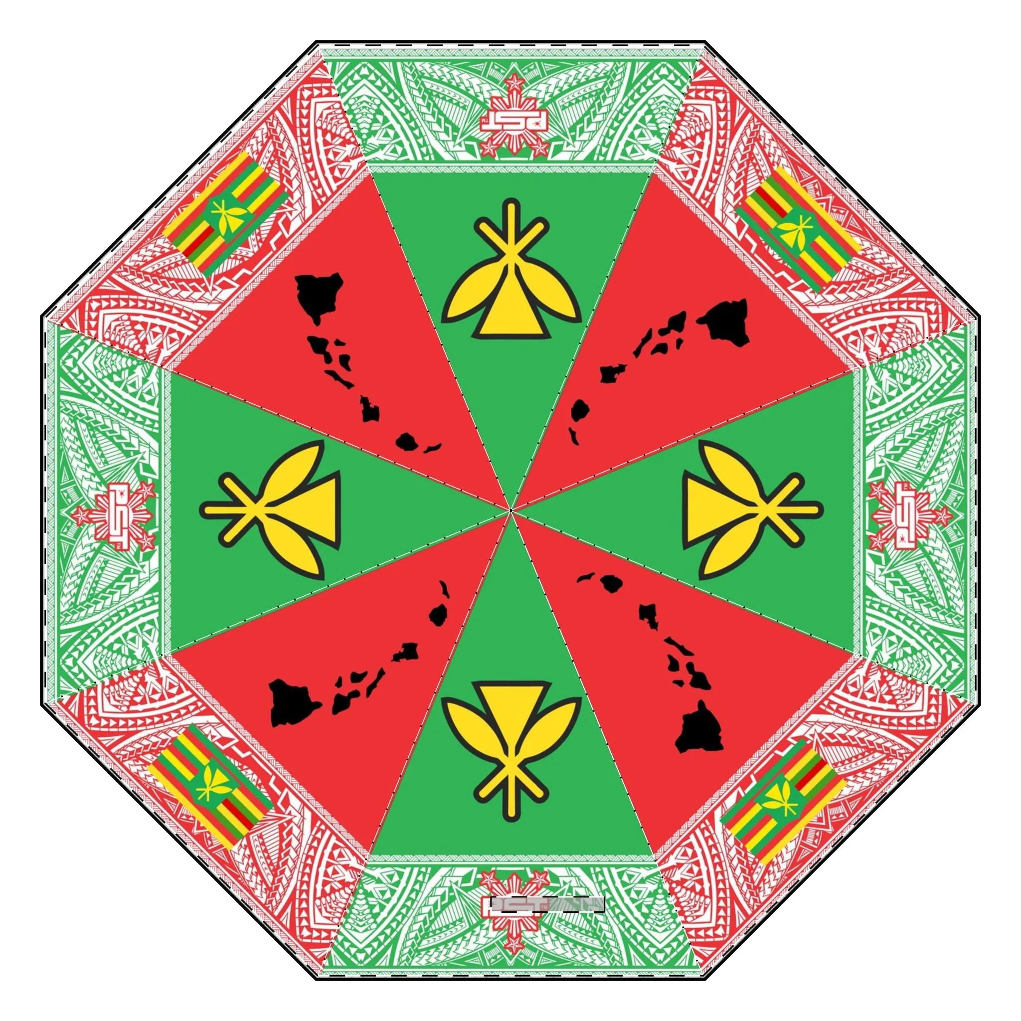 Hawaii Tribal Small Semi-Automatic Foldable Umbrella